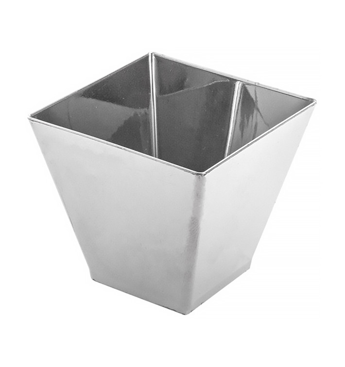 Proeving plastic kom PS zilver groot maat 7x7x5,5cm (500 stuks) Proeving plastic kom PS zilver groot maat 7x7x5,5cm (500 stuks)