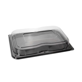 Plastic dienblad met Deksel zwart 46x30 cm (25 stuks) 