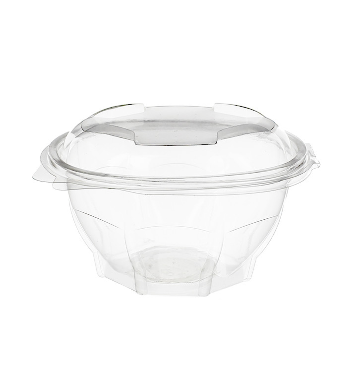 Plastic scharnierende Saladekom PLA Rond vormig 1.000ml (50 Stuks) Plastic scharnierende Saladekom PLA Rond vormig 1.000ml (50 Stuks)