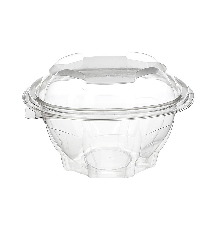 Plastic scharnierende Saladekom PET Rond vormig 250ml (50 stuks) Plastic scharnierende Saladekom PET Rond vormig 250ml (50 stuks)