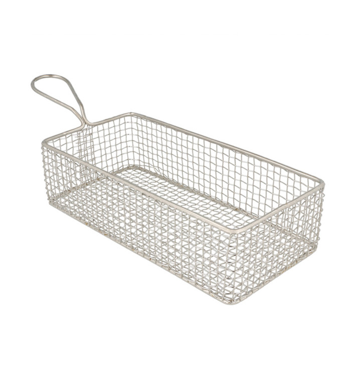 Bediening mini frituurpan dienblad van staal 22x10x6cm (1 stuk) Bediening mini frituurpan dienblad van staal 22x10x6cm (1 stuk)