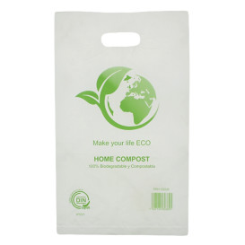 Plastic zak met gestanst handvat Bio Home Compost 20x33cm (3000 stuks)