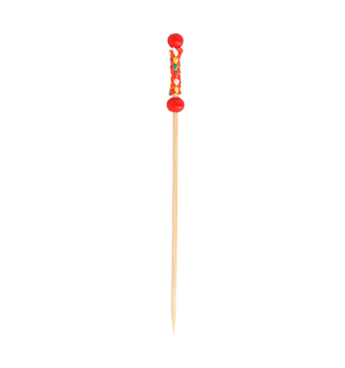 Bamboe vleespennen rood Design 12cm (10000 stuks) Bamboe vleespennen rood Design 12cm (10000 stuks)