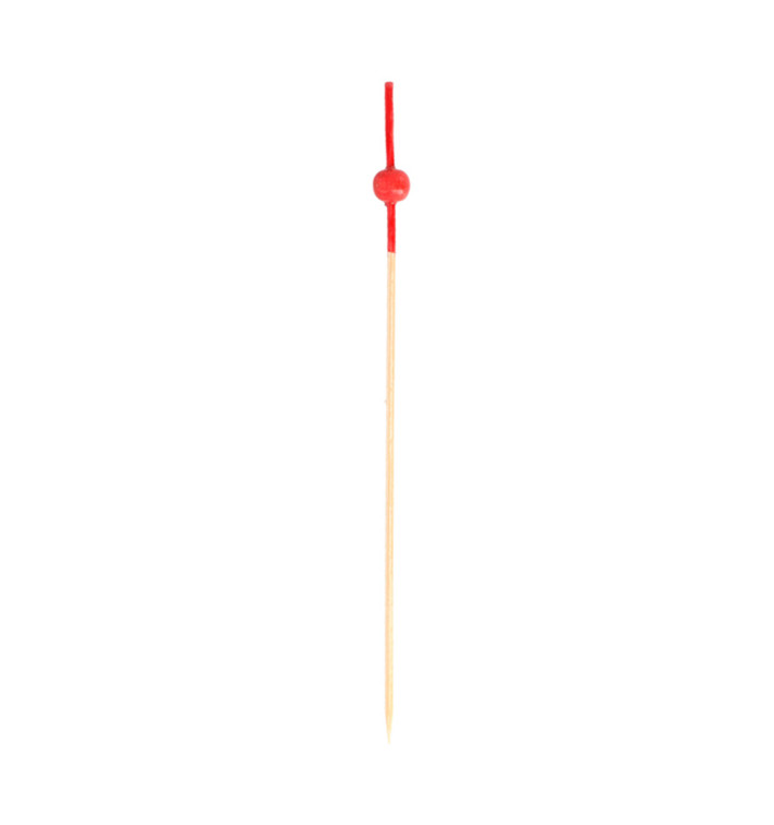 Bamboe vleespennen met Bal Design rood 9cm (100 stuks) Bamboe vleespennen met Bal Design rood 9cm (100 stuks)