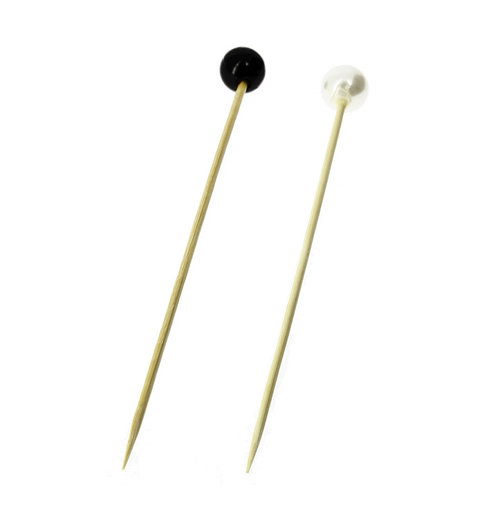 Bamboe vleespennen parel Design 9cm (10000 stuks) Bamboe vleespennen parel Design 9cm (10000 stuks)