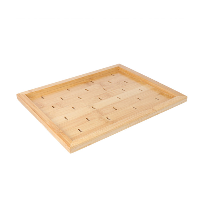 Bamboe vleespennen houder dienblad Golf Design 25x20cm (20 stuks) Bamboe vleespennen houder dienblad Golf Design 25x20cm (20 stuks)