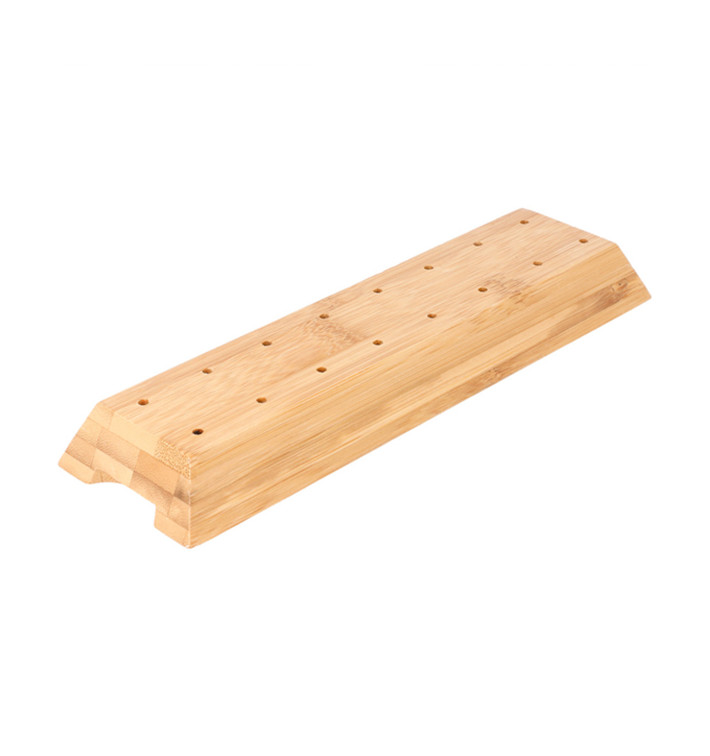Bamboe vleespennen houder dienblad bruin 20x6x2cm (48 stuks) Bamboe vleespennen houder dienblad bruin 20x6x2cm (48 stuks)