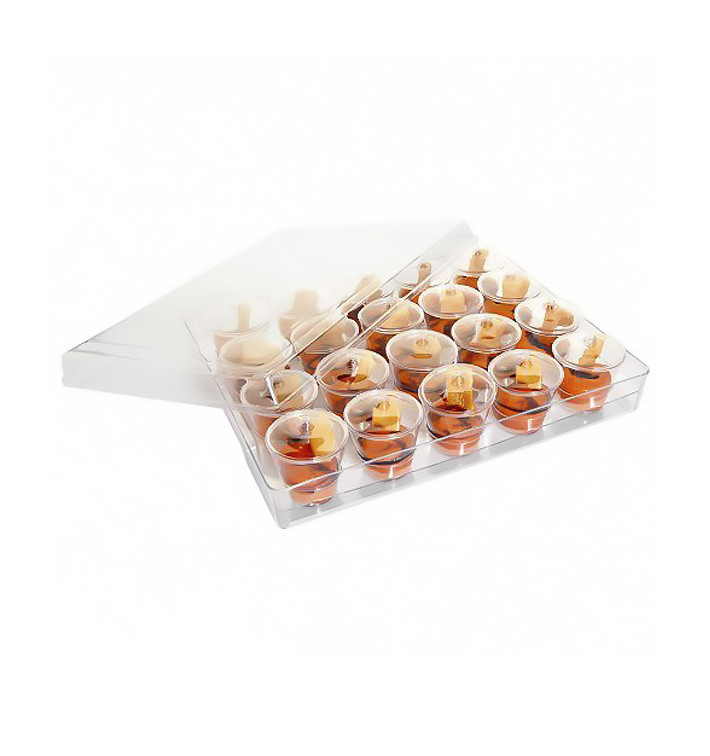 Plastic dienblad PS + 20 Kom Kit met Deksel Rond vormig (1 stuk)