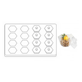 Plastic dienblad PS + 16 Kom Kit met Deksel Zeshoekige vorm transparant (1 stuk)