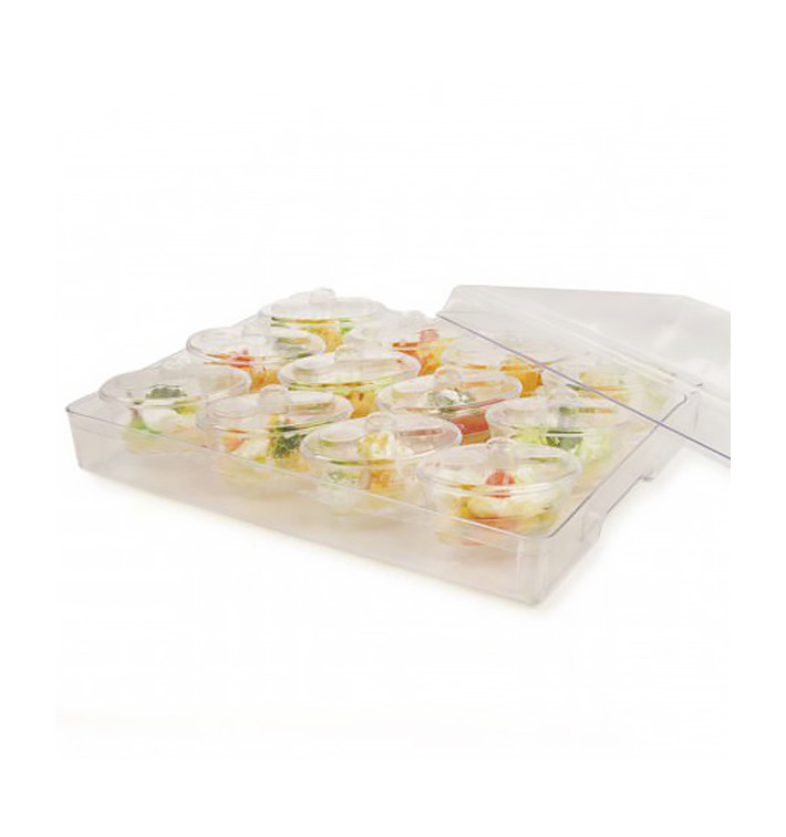 Plastic dienblad PS + 12 Kom Kit met Deksel Ovaal vormig transparant (12 stuks) Plastic dienblad PS + 12 Kom Kit met Deksel Ovaal vormig transparant (12 stuks)