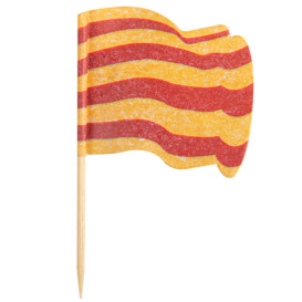 Vlag van Catalonië vleespennen 6,5cm (144 stuks) 