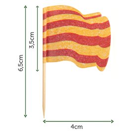 Vlag van Catalonië vleespennen 6,5cm (144 stuks) 