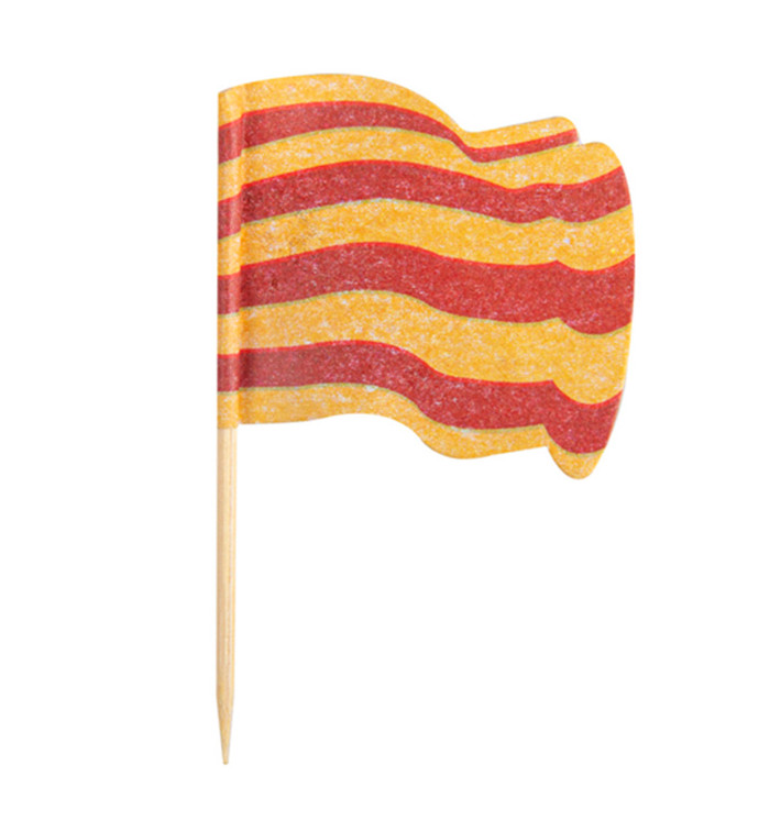 Vlag van Catalonië vleespennen 6,5cm (14400 stuks) Vlag van Catalonië vleespennen 6,5cm (14400 stuks)