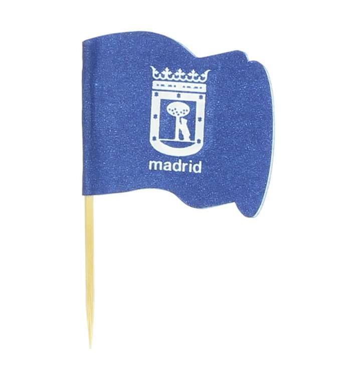 Vlag van Madrid vleespennen 6,5cm (14400 stuks) Vlag van Madrid vleespennen 6,5cm (14400 stuks)