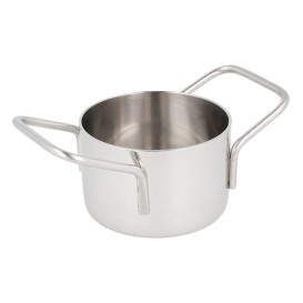 Bediening mini kookpot dienblad kom van staal Ø8x4,5cm (6 stuks)