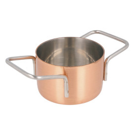 Bediening mini kookpot dienblad kom van staal koper Ø7x4,5cm (6 stuks)