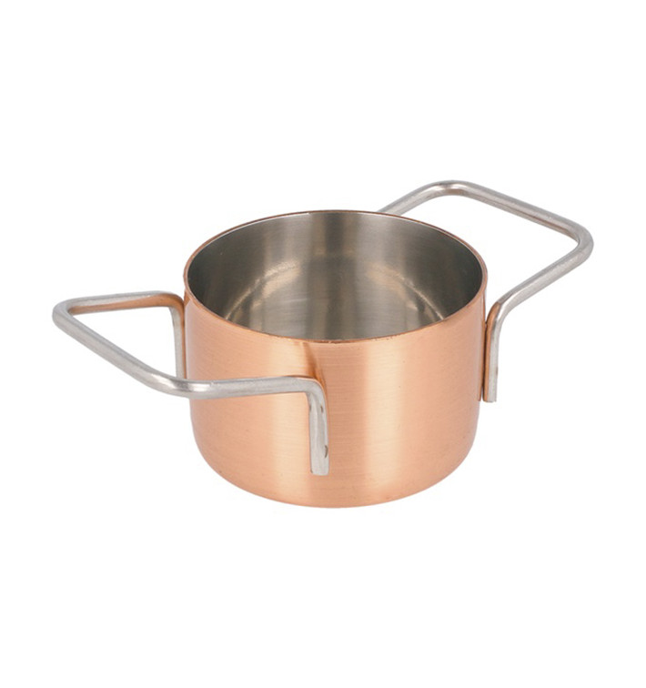Bediening mini kookpot dienblad kom van staal koper Ø7x4,5cm (6 stuks) Bediening mini kookpot dienblad kom van staal koper Ø7x4,5cm (6 stuks)