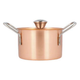 Bediening mini kookpot dienblad kom met Deksel van staal koper Ø9x6cm (1 stuk) 