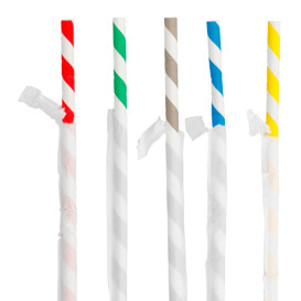 Papieren flexibele rietjes pakket verpakt Ø0,6cm 23cm (6000 stuks)