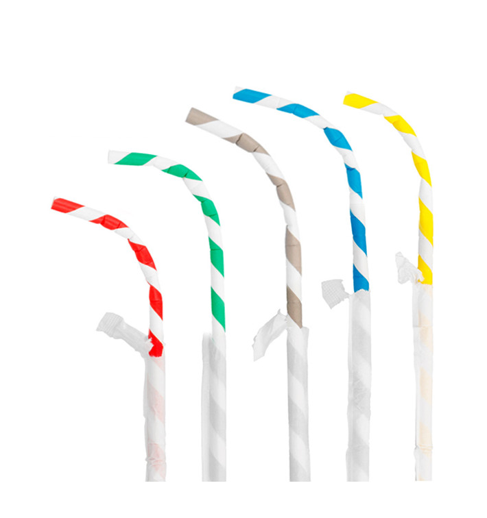 Papieren flexibele rietjes pakket verpakt Ø0,6cm 23cm (6000 stuks) Papieren flexibele rietjes pakket verpakt Ø0,6cm 23cm (6000 stuks)