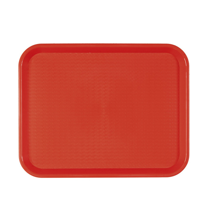 Plastic dienblad Fast Food rood 27,5x35,5cm (1 stuk) 