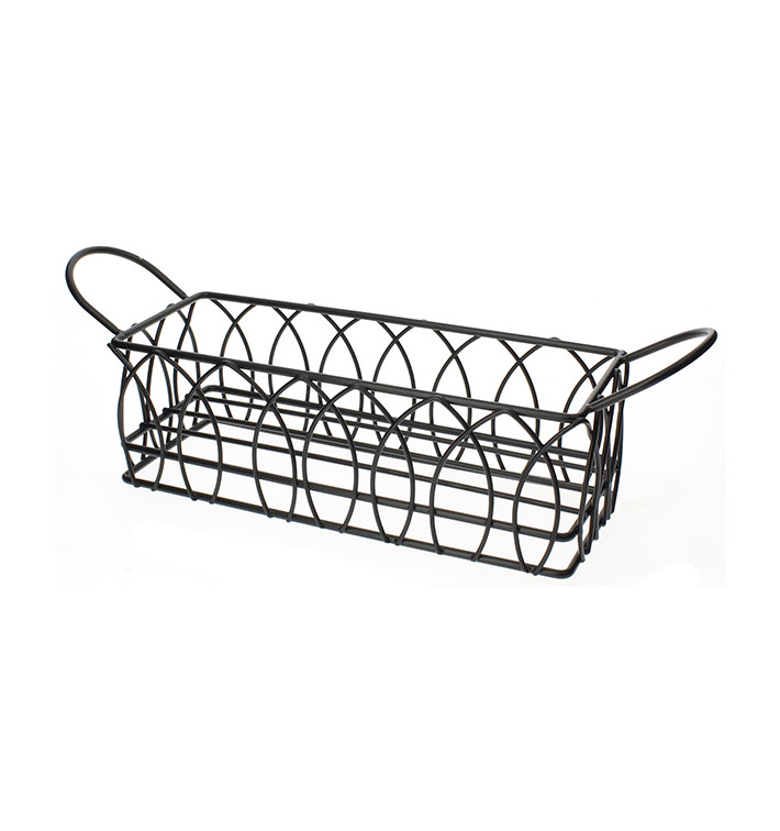 Rechthoekige stalen mand zwart 21x8x7cm (1 stuk) Rechthoekige stalen mand zwart 21x8x7cm (1 stuk)