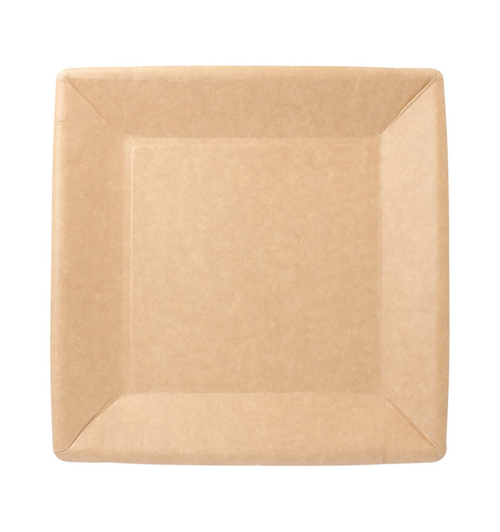Papieren bord Biocoated Natual Vierkant 18cm (20 stuks) Papieren bord Biocoated Natual Vierkant 18cm (20 stuks)