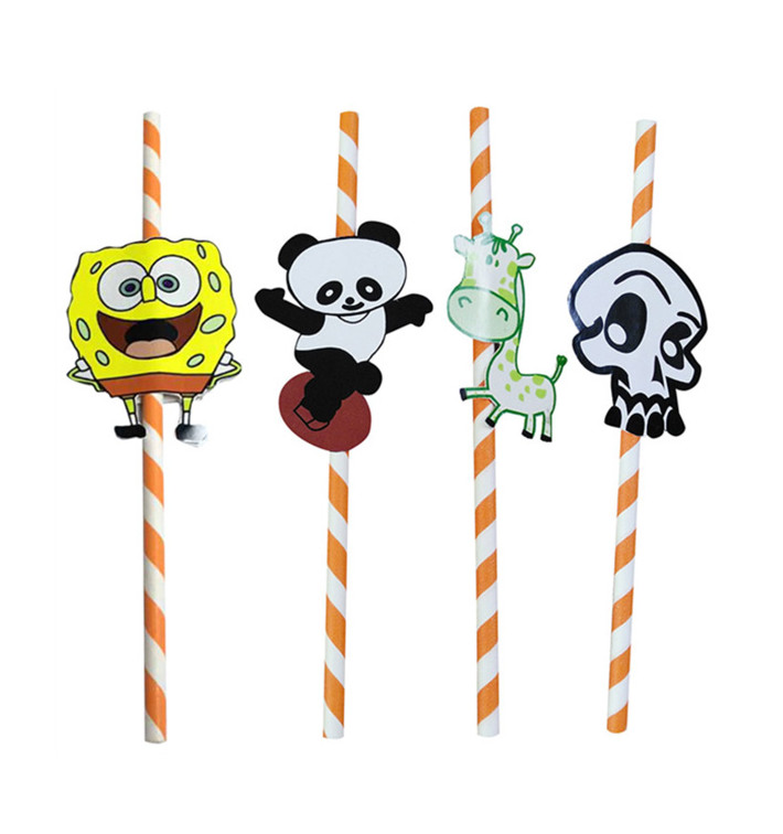 Papieren rechte rietjes "Dieren" Design Ø0,6cm 24cm (1000 stuks) Papieren rechte rietjes "Dieren" Design Ø0,6cm 24cm (1000 stuks)