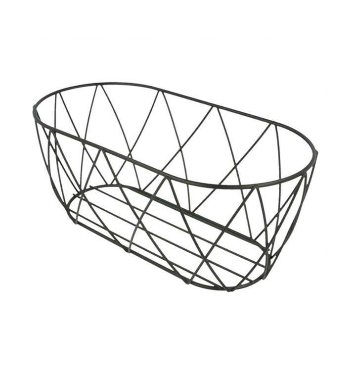 Ovale stalen mand zwart 25,5x12,7x10,2cm (1 stuk) Ovale stalen mand zwart 25,5x12,7x10,2cm (1 stuk)