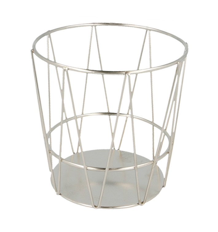 Stalen ronde mand zilver Ø11,5x11,5cm (1 stuk) Stalen ronde mand zilver Ø11,5x11,5cm (1 stuk)