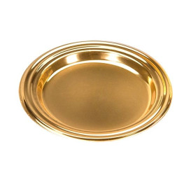 Plastic Proeving mini bord PS Dessert Rond vormig goud 8 cm 