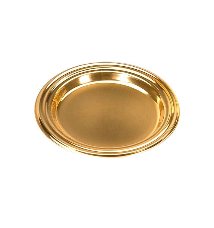 Plastic Proeving mini bord PS Dessert Rond vormig goud 8 cm Plastic Proeving mini bord PS Dessert Rond vormig goud 8 cm