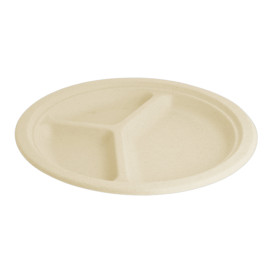 Suikerriet bord 3C Naturel Ø26 cm (50 stuks) 