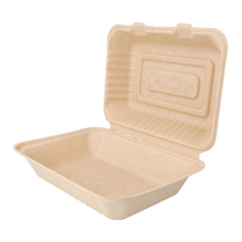 Suikerriet Gescharnierd Container "Menu Box" Naturel 22,5x16,5x6,4cm (50 stuks) 