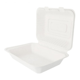 Suikerriet Gescharnierd Container "Menu Box" wit 22,5x16,5x6,4cm (200 stuks)