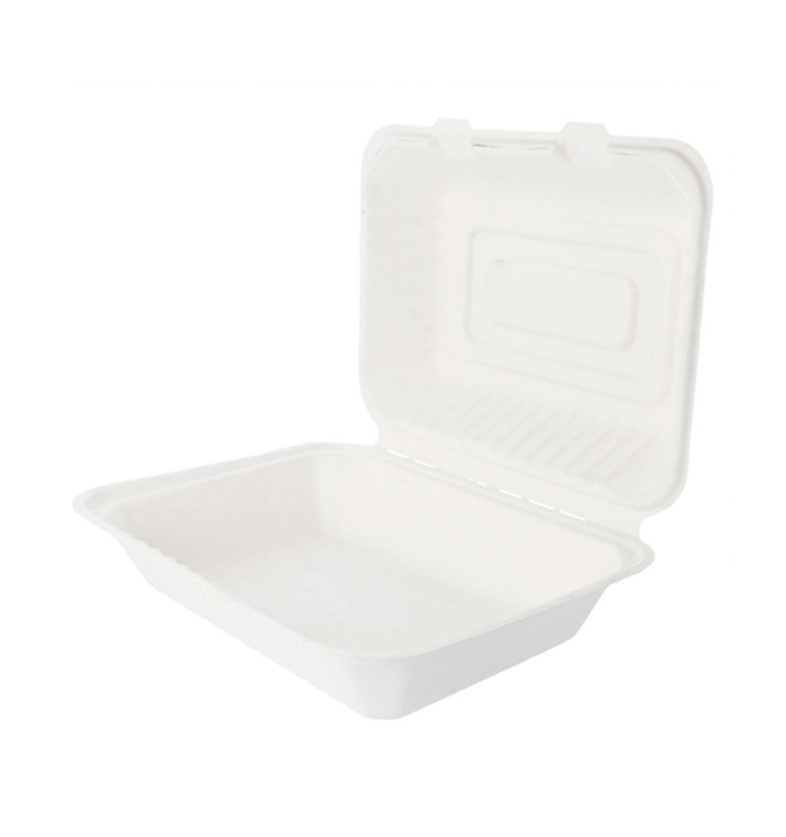 Suikerriet Gescharnierd Container "Menu Box" wit 22,5x16,5x6,4cm (200 stuks)