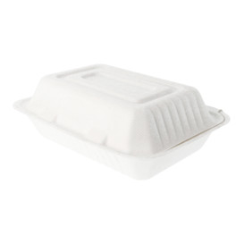 Suikerriet Gescharnierd Container "Menu Box" wit 22,5x16,5x6,4cm (200 stuks)