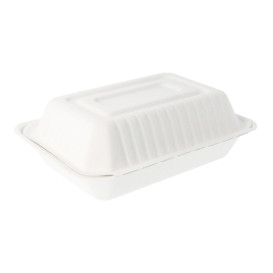 Suikerriet Gescharnierd Container "Menu Box" wit 22,5x16,5x6,4cm (200 stuks)