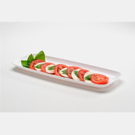 Plastic Proeving dienblad PS wit 6x19 cm (20 stuks) 