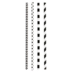 Papieren rechte rietjes zwart pakket Ø0,6cm (200 stuks) 20cm (200 stuks) 