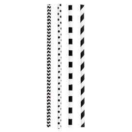 Papieren rechte rietjes zwart pakket Ø0,6cm (200 stuks) 20cm (200 stuks) 