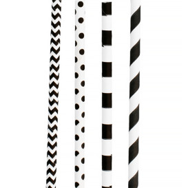 Papieren rechte rietjes zwart pakket Ø0,6cm (200 stuks) 20cm (200 stuks) 