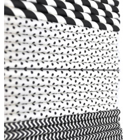 Papieren rechte rietjes zwart pakket Ø0,6cm 20cm (3000 stuks)