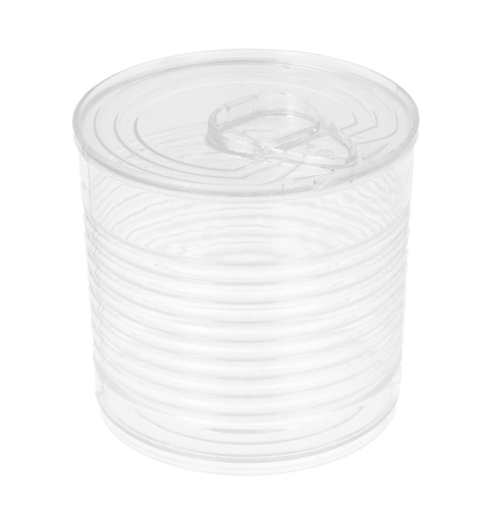 Proeving plastic conservenblik PS transparant 220ml Ø7,4x7cm (20 stuks) Proeving plastic conservenblik PS transparant 220ml Ø7,4x7cm (20 stuks)