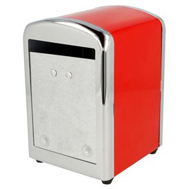 Servet van staal dispenser"Miniservis" rood 10,5x9,7x14cm (1 stuk)