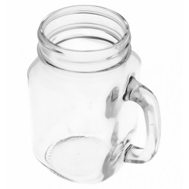 Kristallen pot met Deksel en rietje 450ml (1 stuk)