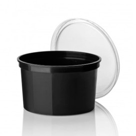 Plastic deli Container zwart PP 500ml Ø11,5cm (500 stuks)