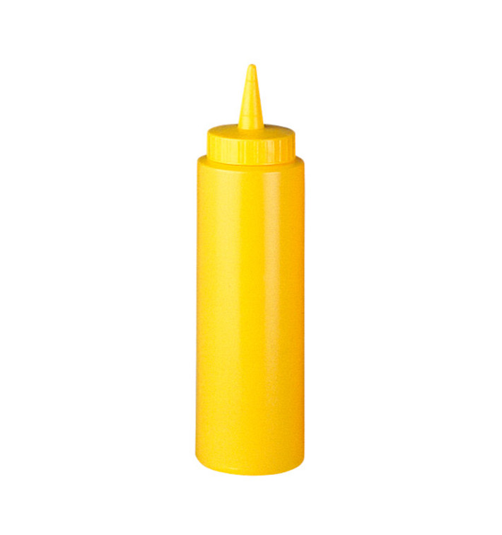 Squeeze saus dispenser plastic geel 240ml (72 stuks) Squeeze saus dispenser plastic geel 240ml (72 stuks)