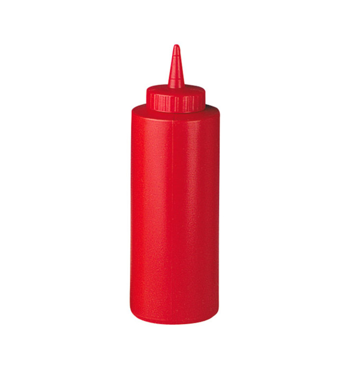 Squeeze saus dispenser plastic rood 240ml (72 stuks) Squeeze saus dispenser plastic rood 240ml (72 stuks)