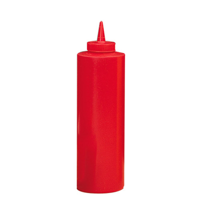 Squeeze saus dispenser plastic rood 720ml (6 stuks) Squeeze saus dispenser plastic rood 720ml (6 stuks)